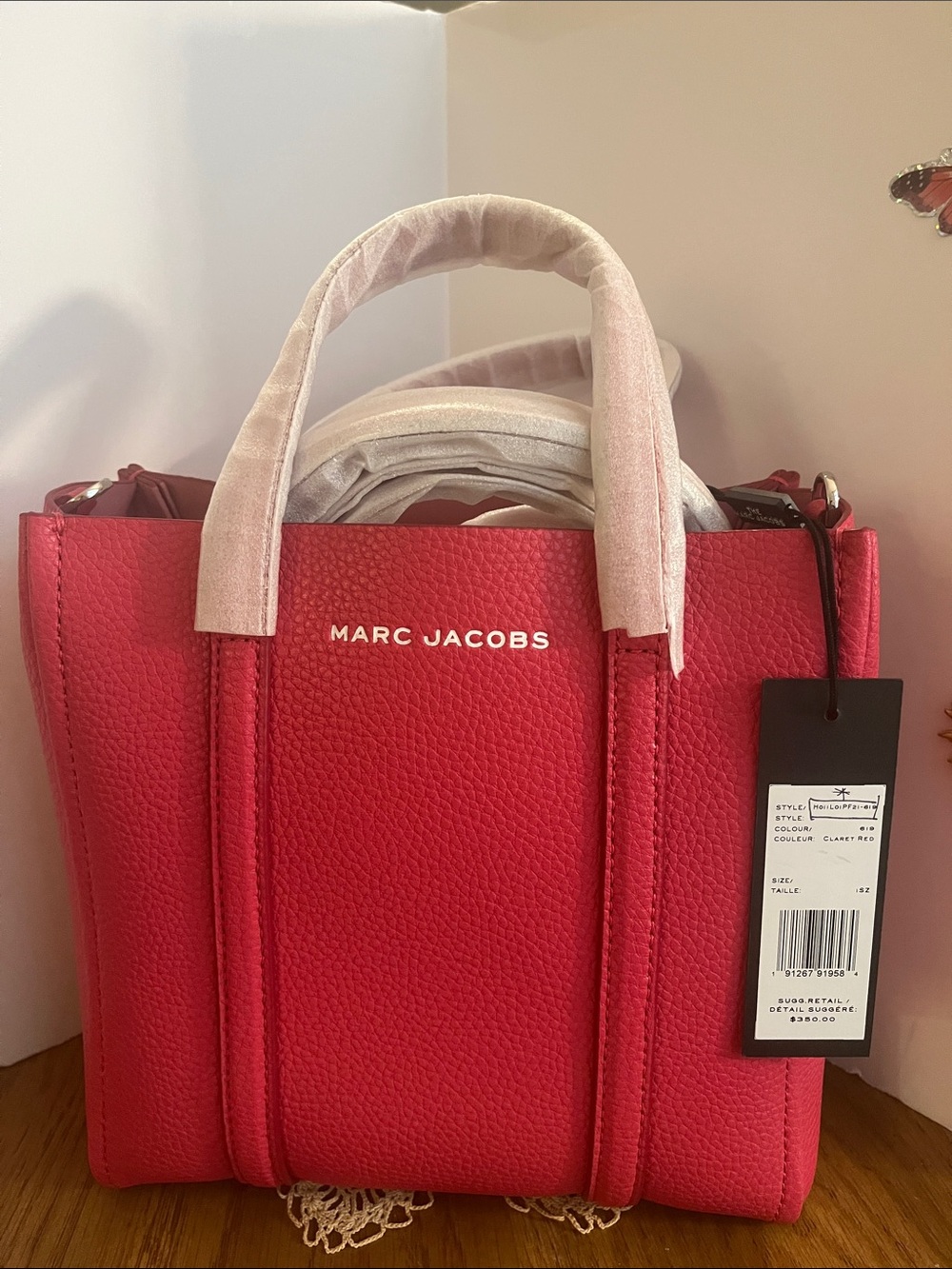 Marc Jacobs Red Pebbled Leather Mini Tote